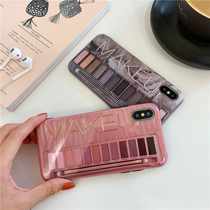 New Fashion Marble Pattern Eyeshadow Palette Phone Case for Girls for iPhone image 4