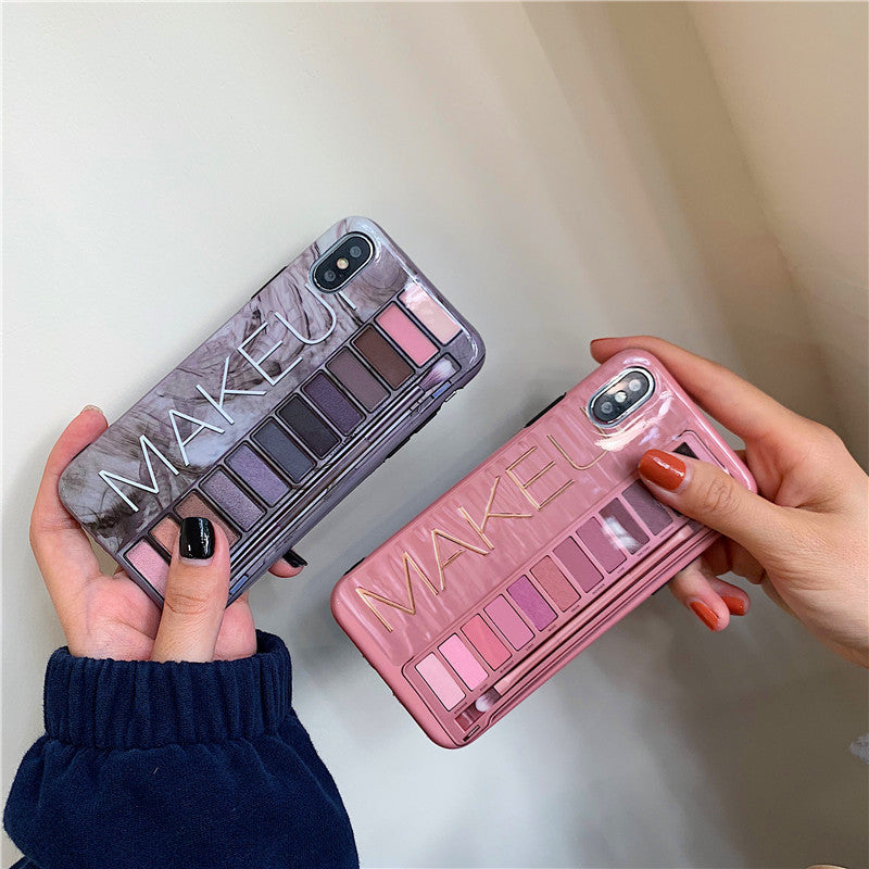New Fashion Marble Pattern Eyeshadow Palette Phone Case for Girls for iPhone image 3