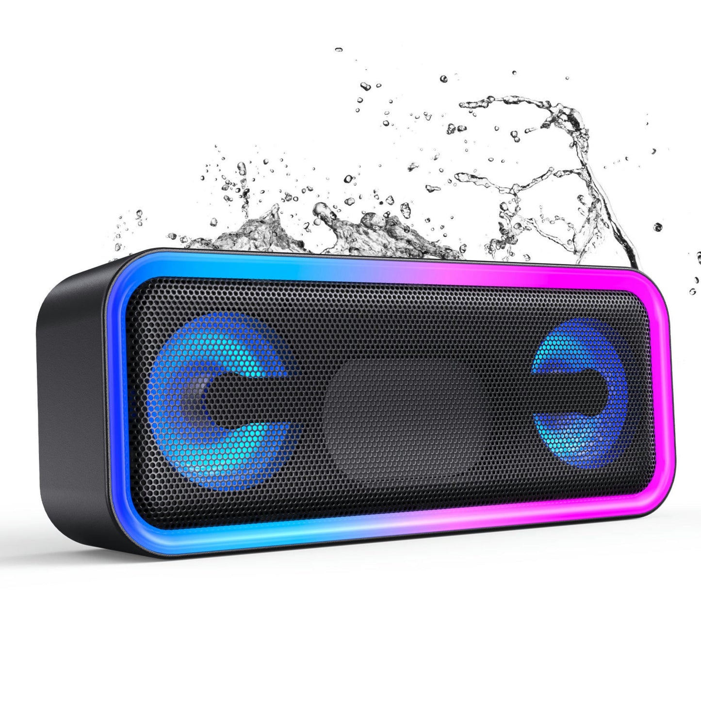 PRO Bluetooth Speaker Γ 20W Sound, IPX6 Waterproof, 20H Playtime, RGB Lights, Deep Bass