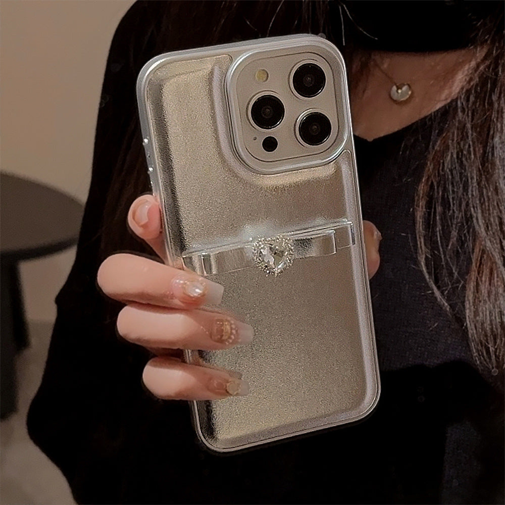 Three-dimensional French bow lanyard suitable for Apple 16 mobile phone case iPhone17promax temperament 11 leather case 13