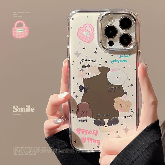 Sweet ins puppy iphone16 for 17pro max iPhone case 13 electroplated mirror 11 original 12