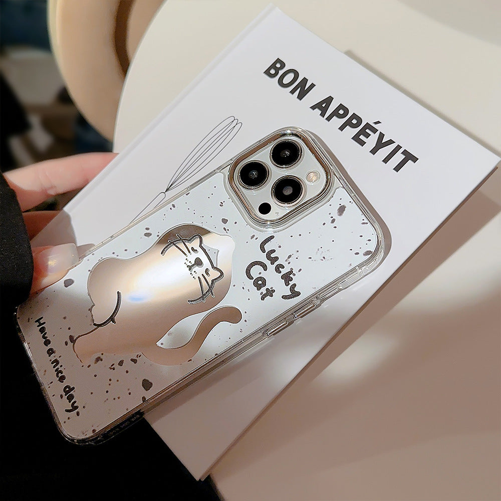 Yoga cat iPhone16 is suitable for 15promax Apple phone case 11 funny cartoon 13 mirror 17 generation