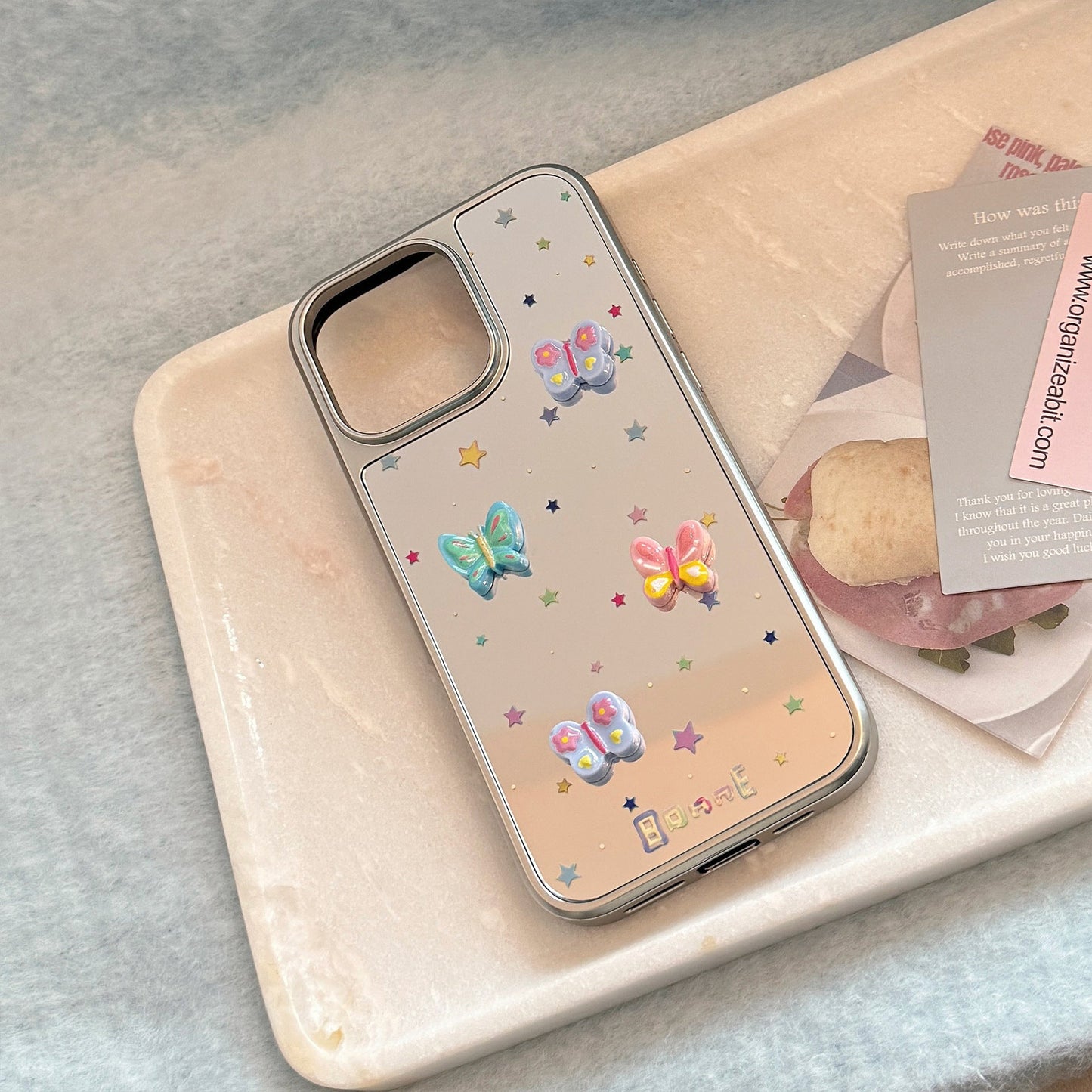 Three-dimensional butterfly is suitable for 16 Apple 15promax mobile phone case iphone17 electroplated mirror 13 sweet 15 generation
