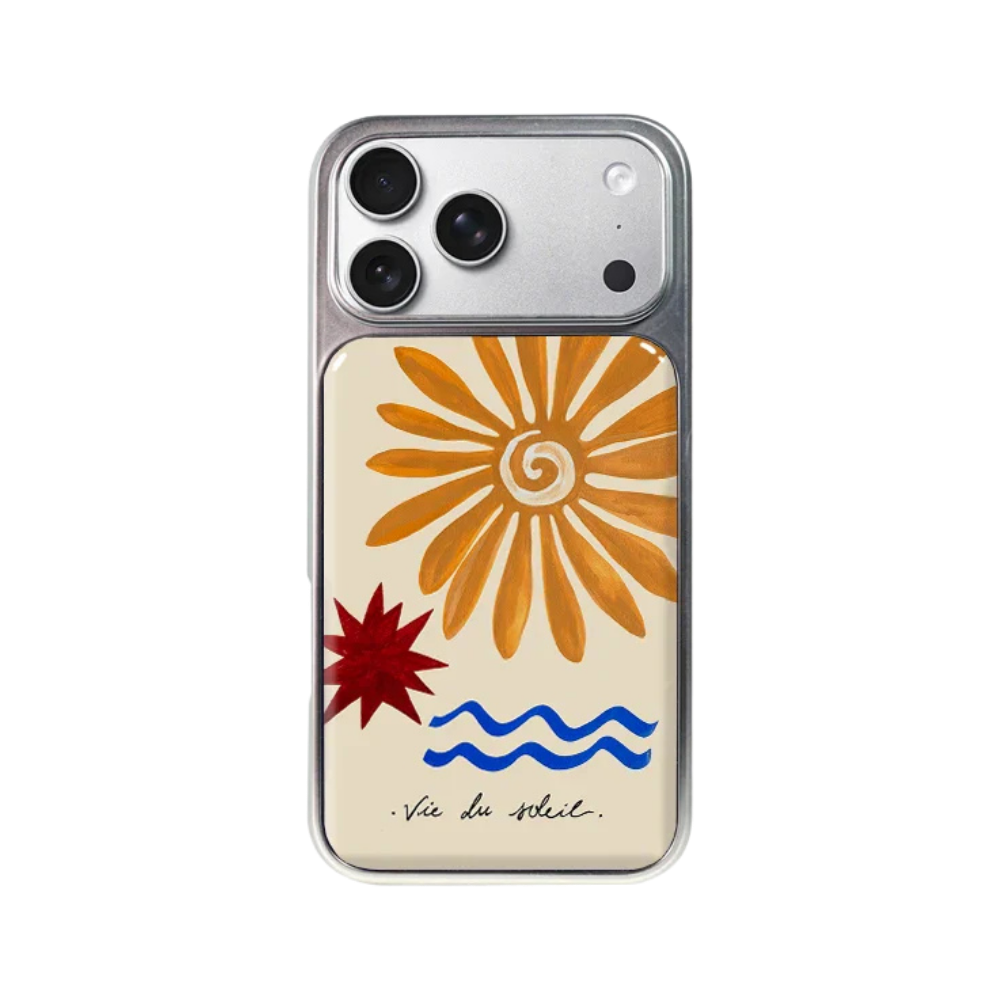 Simple Design Sun Print Silver Frame Phone Case For iPhone