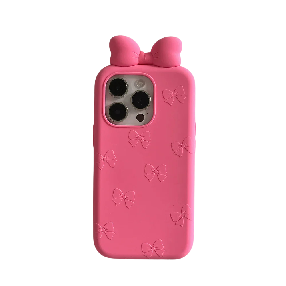 3D Cute Bowknot Cartoon Tie Silicone Phone Case For iPhone
