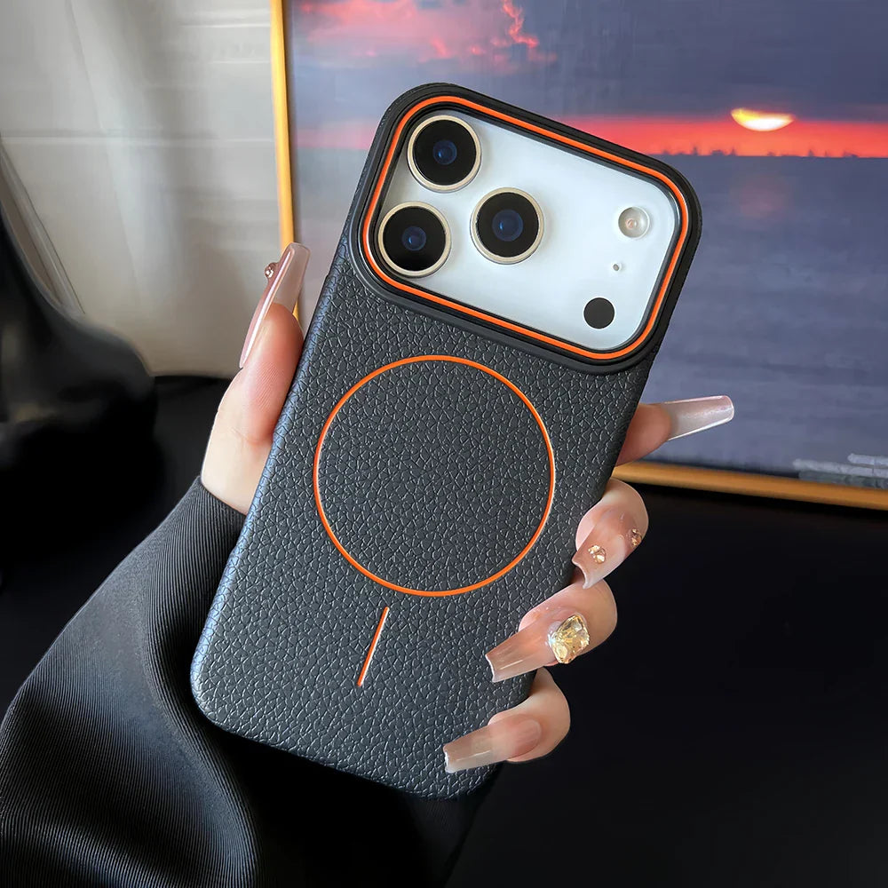 Luxury Leather Texture Magnetic Case