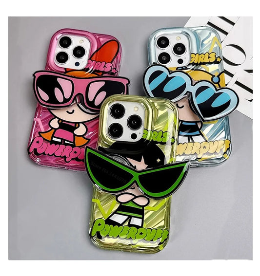 Cartoon Powerpuff Girls Sunglasses Holder Phone Case