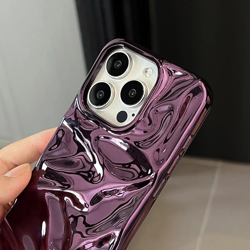 Plating Purple Meteorite Fold Texture Glossy Phone Case