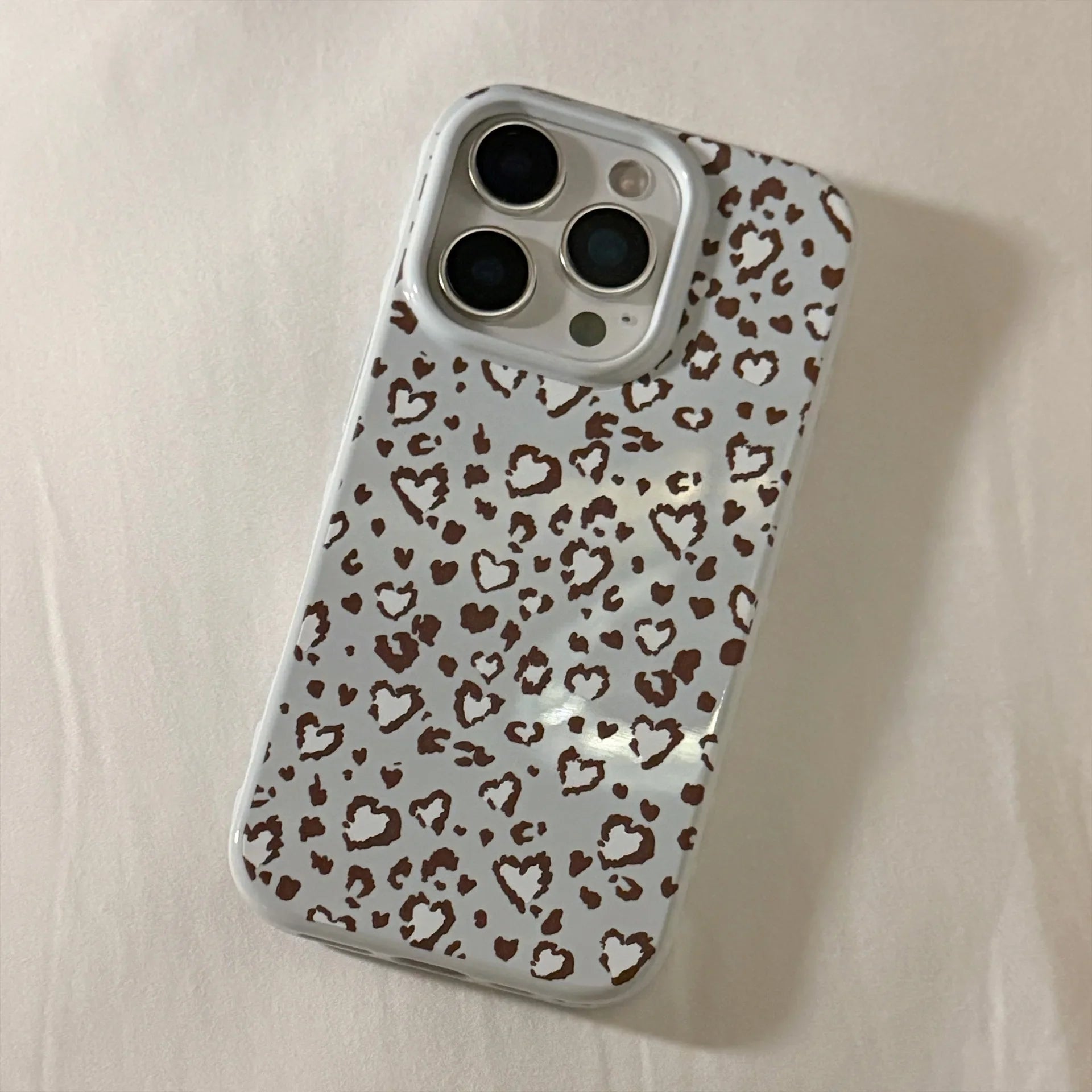 Retro Blue Leopard Print Love Heart iPhone Case Retro Blue Leopard Print Love Heart iPhone Case