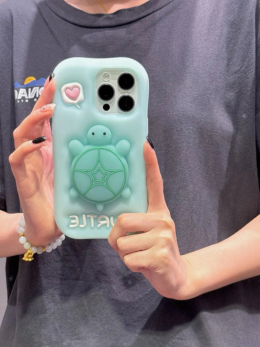 Cartoon Cute Luminous Turtle Kickstand Soft Silicone Phone Case