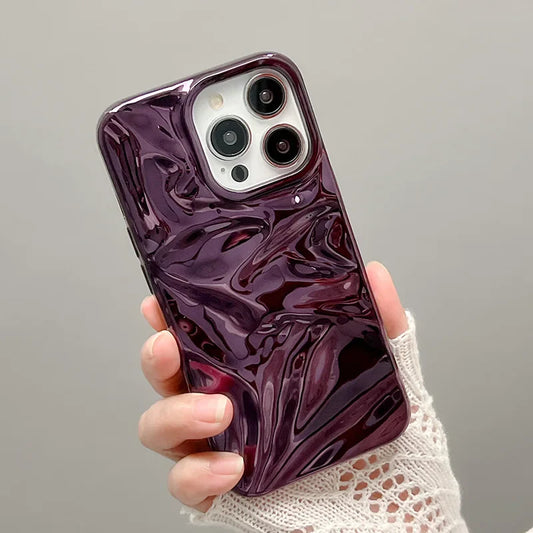 Plating Purple Meteorite Fold Texture Glossy Phone Case