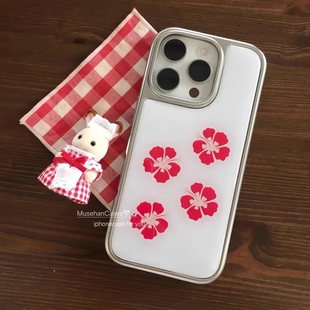 Ancient Fusang Flower Simple Silver Frame Phone Case For iPhone