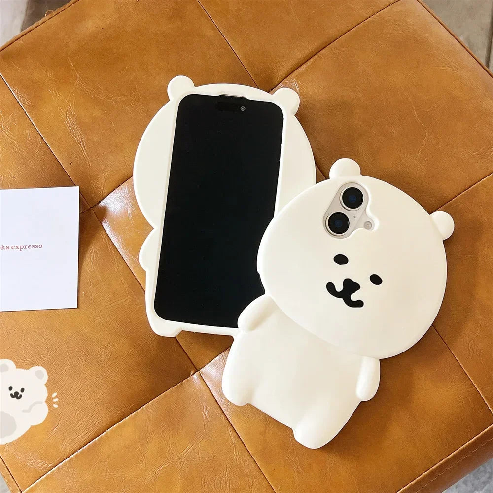 Soft Silicone Cartoon Cute White Bear Shockproof Phone Case