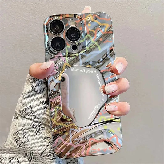 Snake Graphic Plating Mirror Wave Pattern Shockproof Bumper Cover Phone Case