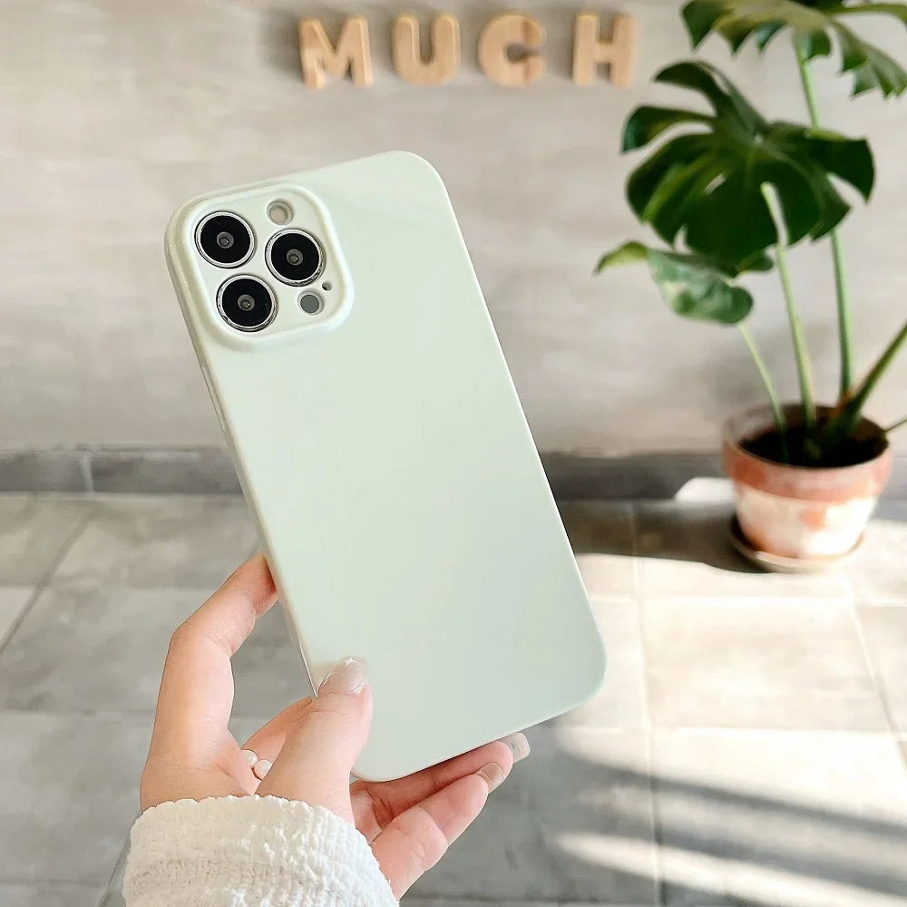 Solid Cream Color Shockproof Phone Case