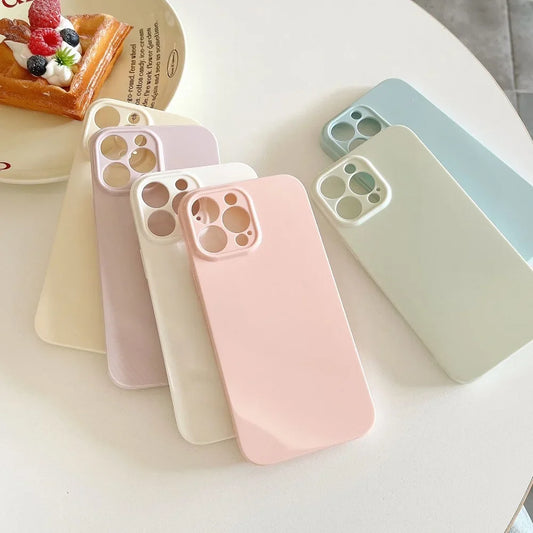 Solid Cream Color Shockproof Phone Case