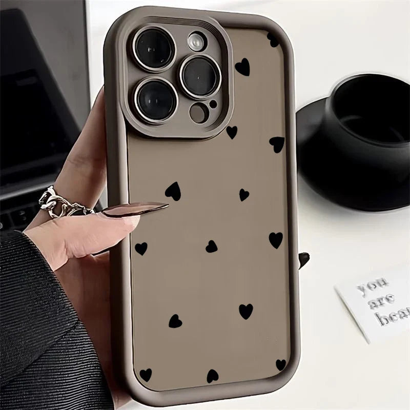 Simple Style Love Hearts Print Soft Silicone Cover Coque Phone Case