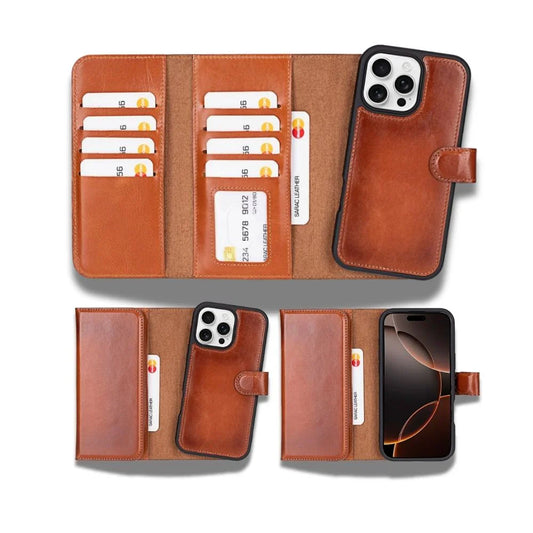 Santa iPhone 16 Pro Leather Detachable Wallet Case