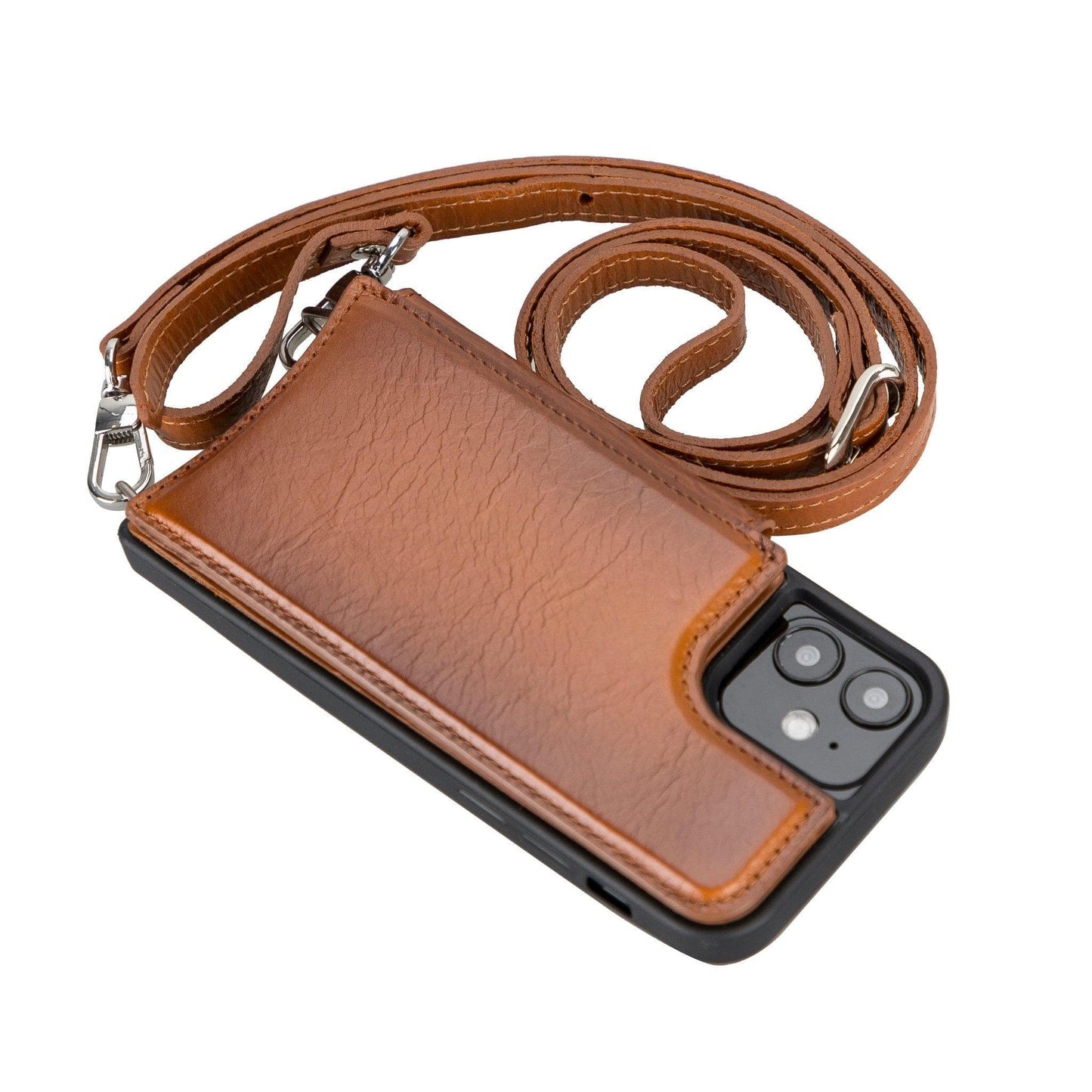 Saff iPhone 12 Pro Max Leather Case with Shoulder Strap