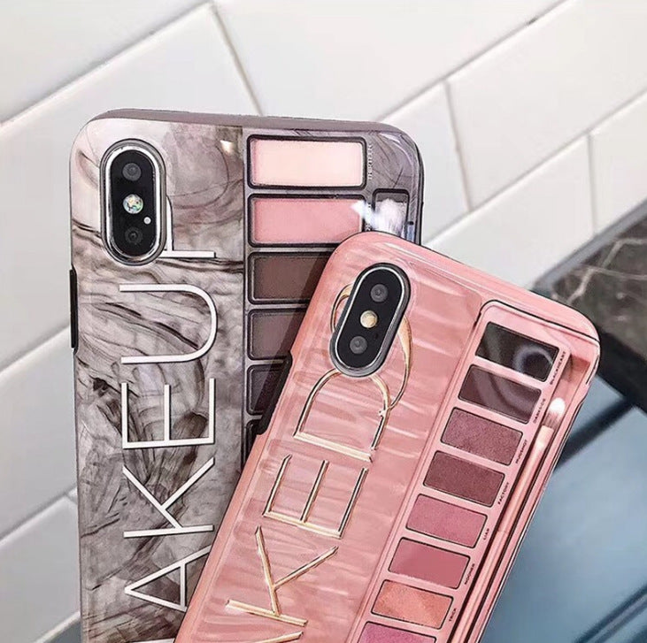 New Fashion Marble Pattern Eyeshadow Palette Phone Case for Girls for iPhone image 5