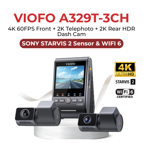 VIOFO A329T 4K+2K+2K 3-Channel 60FPS Wi-Fi 6 Dash Cam