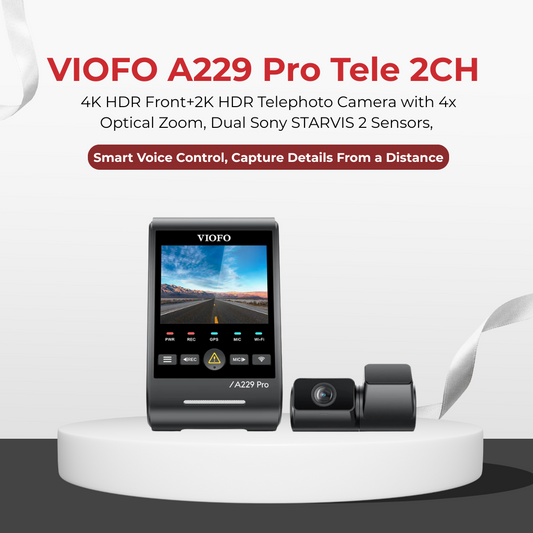 VIOFO A229 Pro Tele 2CH 4K+2K Telephoto 4x Optical Zoom Dash Cam