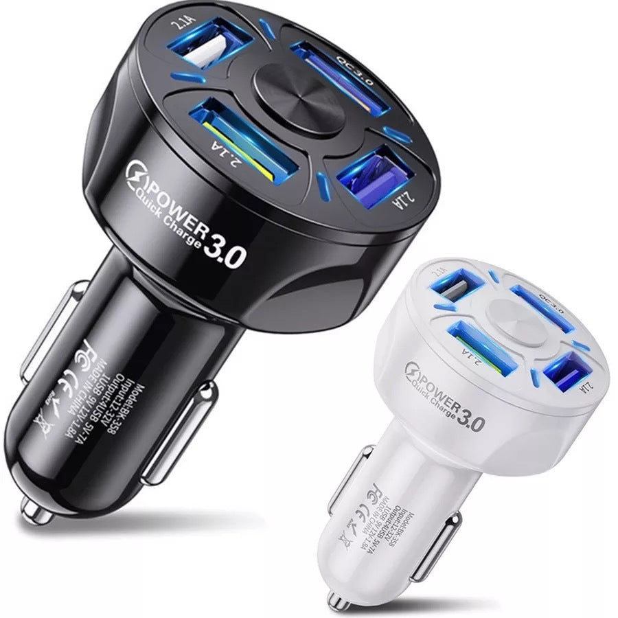 4 USB Car Charger Quick Charge 4.0 3.0 35W 7A Fast Charging Charger for iPhones image 1
