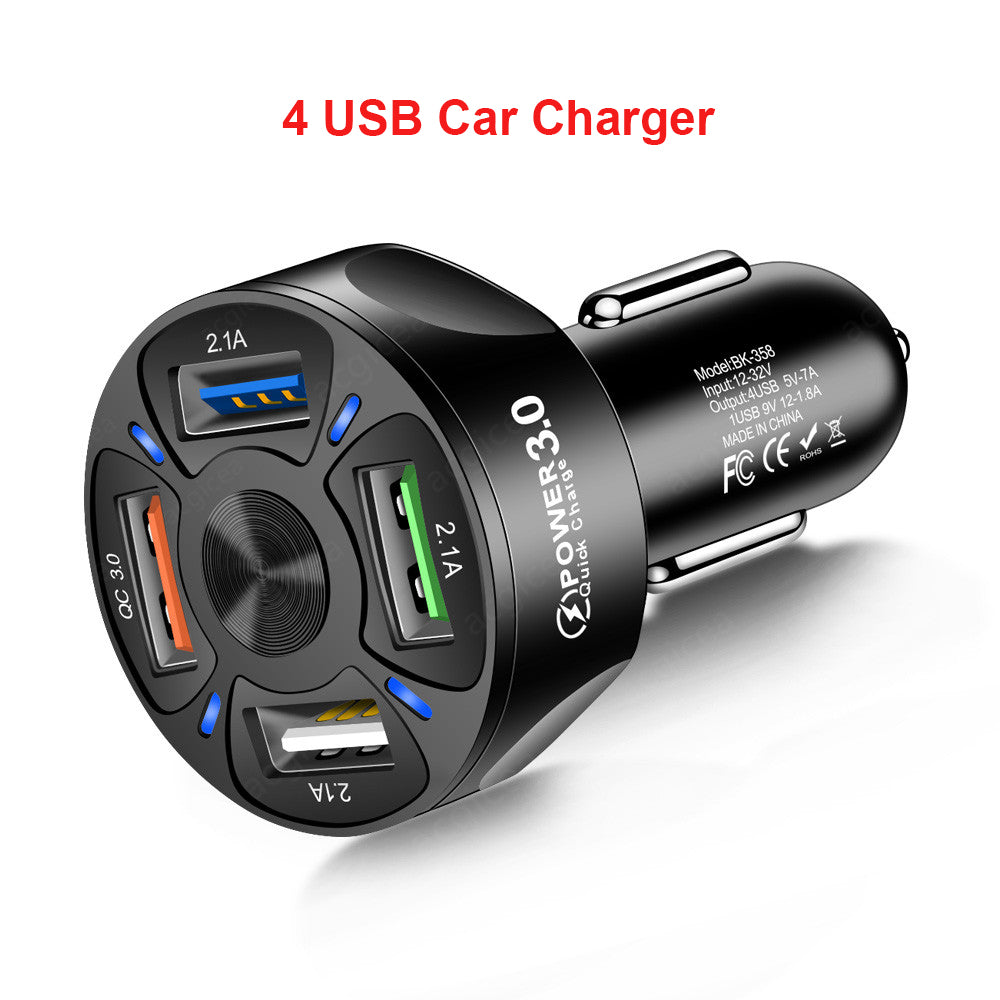 4 USB Car Charger Quick Charge 4.0 3.0 35W 7A Fast Charging Charger for iPhones image 8