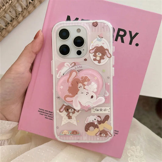 Cartoon Dessert Bunny Bear Magsafe Magnetic Stand Phone Case