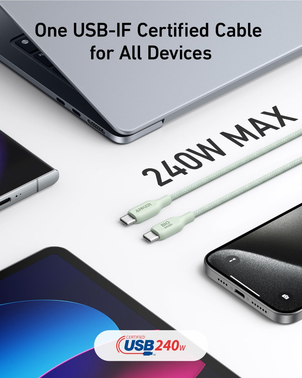 Anker <b>543</b> USB-C to USB-C Cable (Bio-Braided,6 ft)