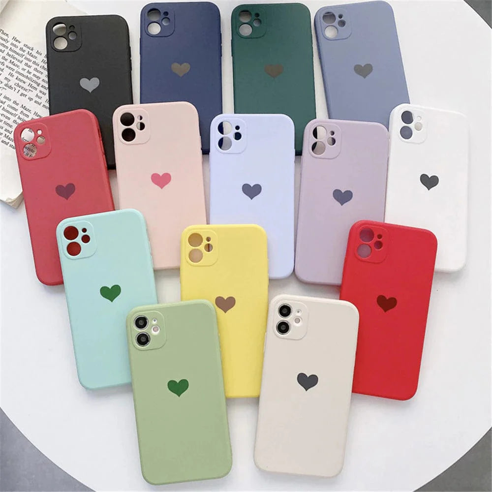 Solid Color Love Heart iPhone Case