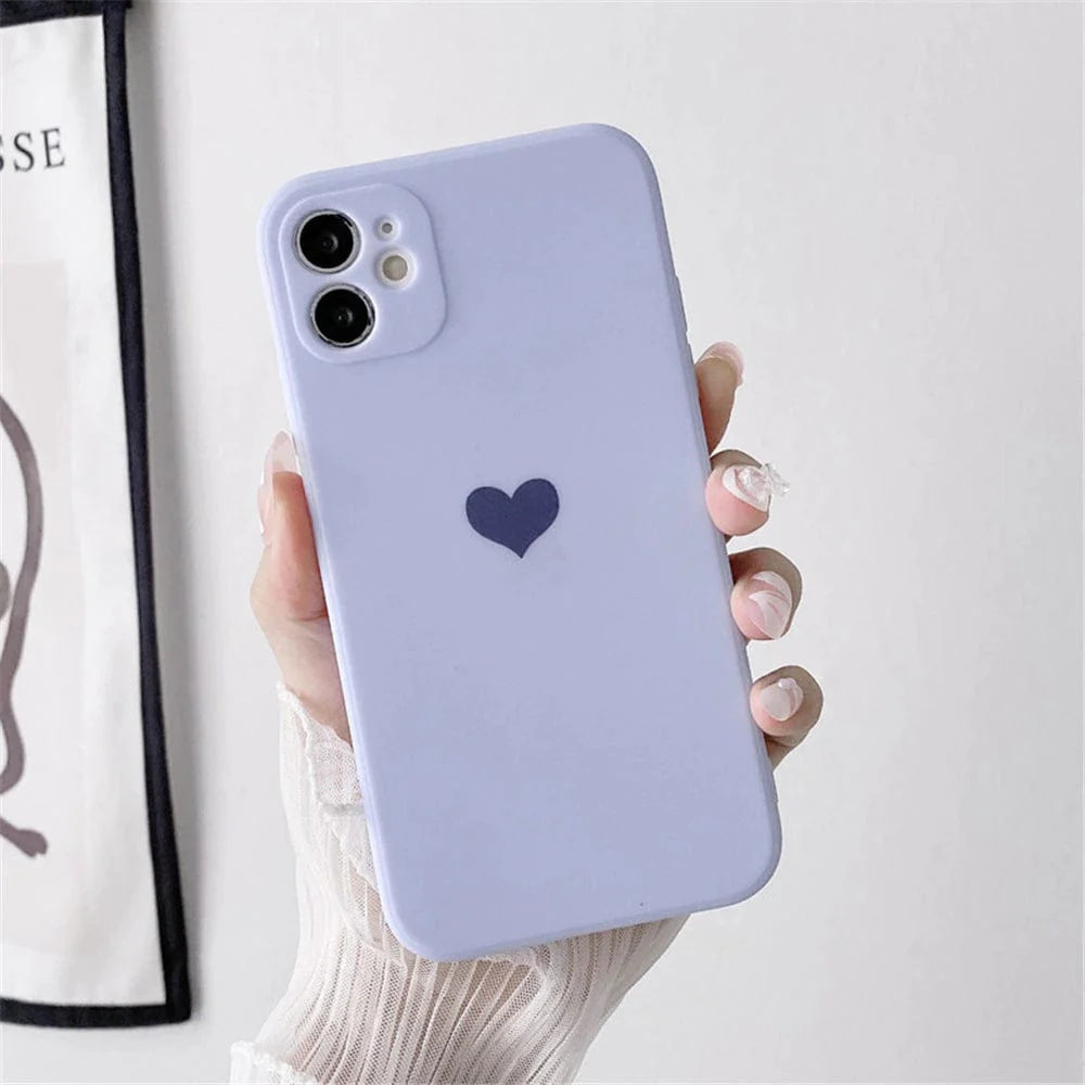 Solid Color Love Heart iPhone Case