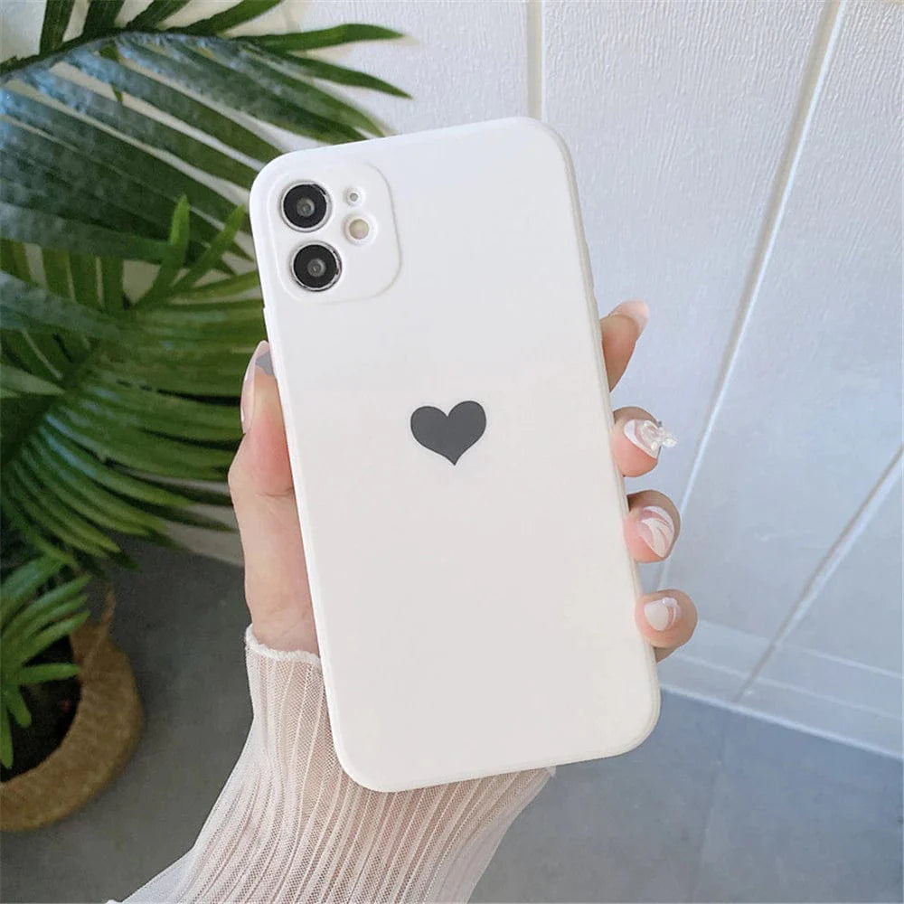 Solid Color Love Heart iPhone Case