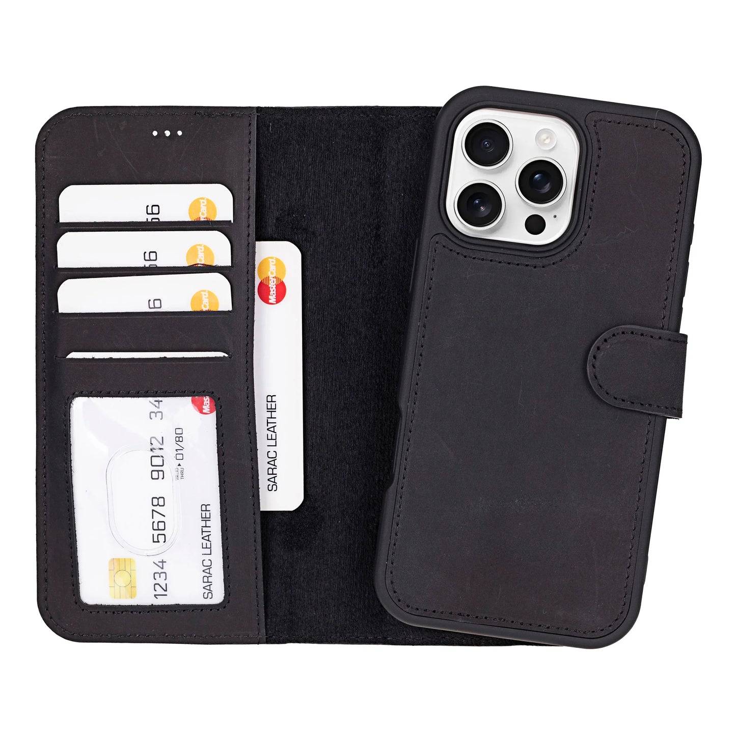 Liluri iPhone 16 Pro Detachable Leather Wallet Case