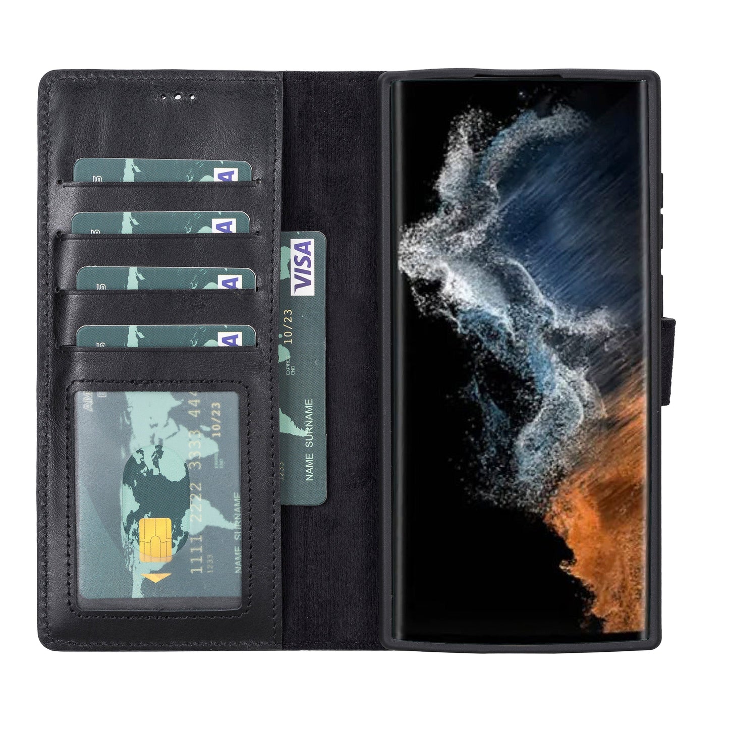 Magic Samsung Galaxy S22 Ultra Leather Detachable Wallet Case