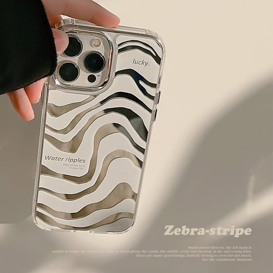 Abstract mirror iphone16 iPhone case 17promax simple 13 premium 11 makeup mirror 12 zebra pattern