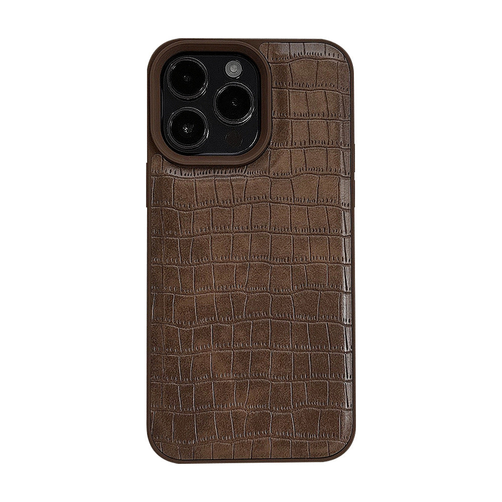 Retro brown alligator leather pattern 15 Apple 16 mobile phone case 17promax premium wind for iPhone13 personality 11