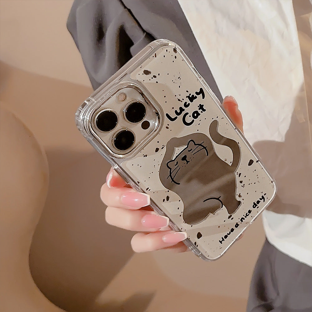 Yoga cat iPhone16 is suitable for 15promax Apple phone case 11 funny cartoon 13 mirror 17 generation