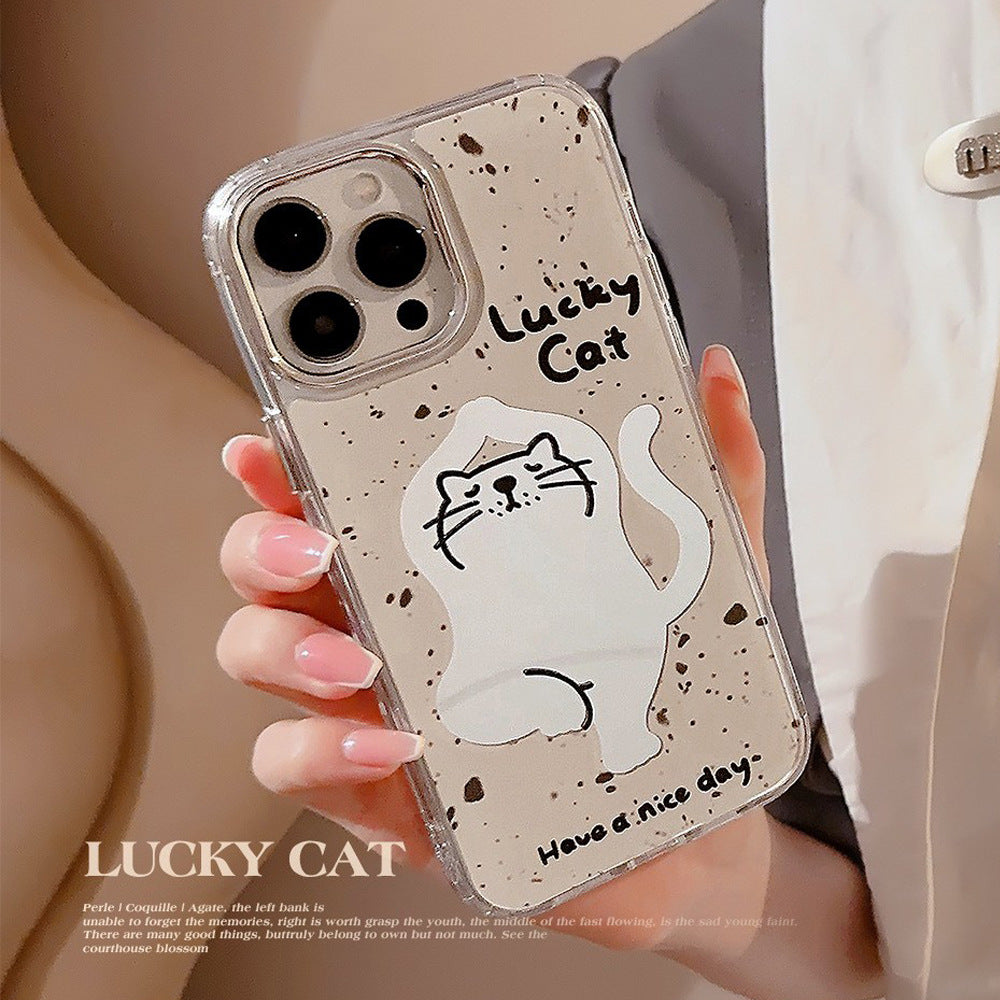 Yoga cat iPhone16 is suitable for 15promax Apple phone case 11 funny cartoon 13 mirror 17 generation