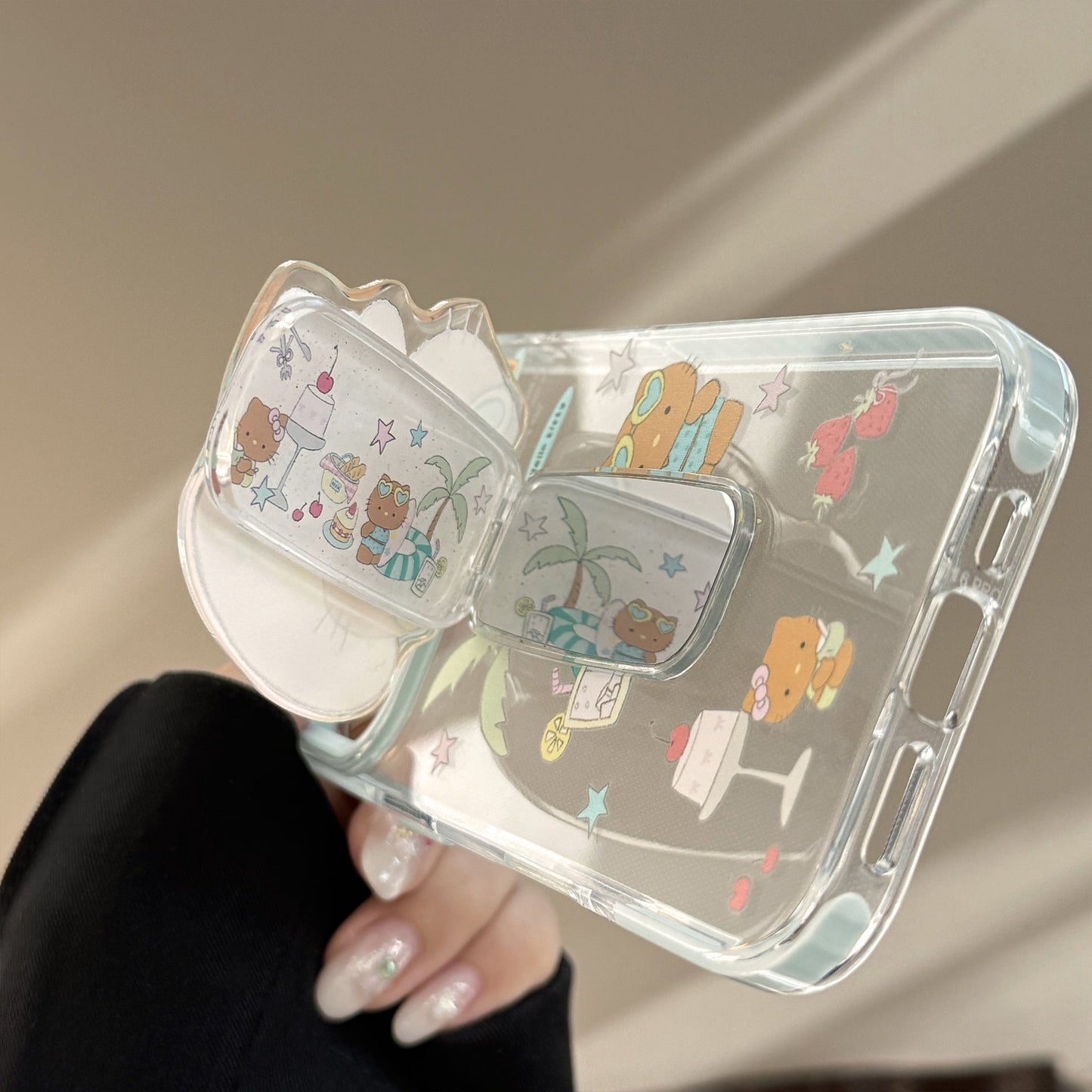 Stereo cartoon iPhone17promax Apple 16 mobile phone case, black cat suitable for 14 folding mirror 13 soft