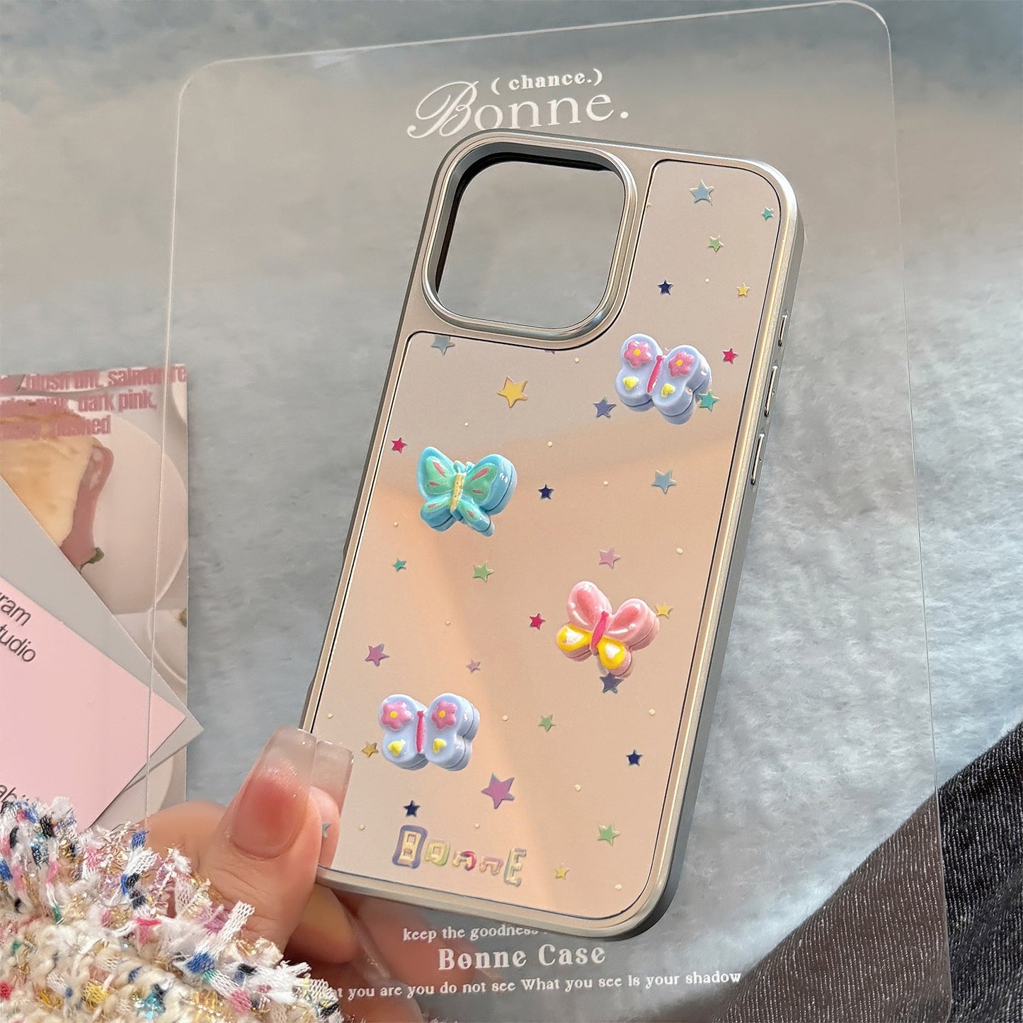 Three-dimensional butterfly is suitable for 16 Apple 15promax mobile phone case iphone17 electroplated mirror 13 sweet 15 generation