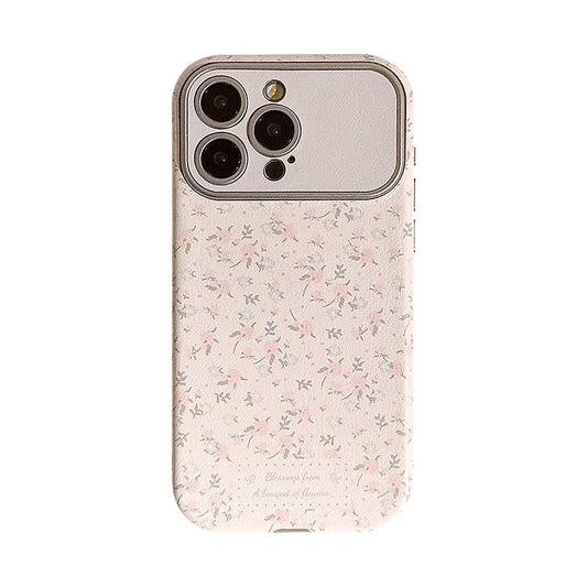 Sweet small floral application Apple 16 mobile phone case 15promax silver 17 leather iphone14 small fresh 12