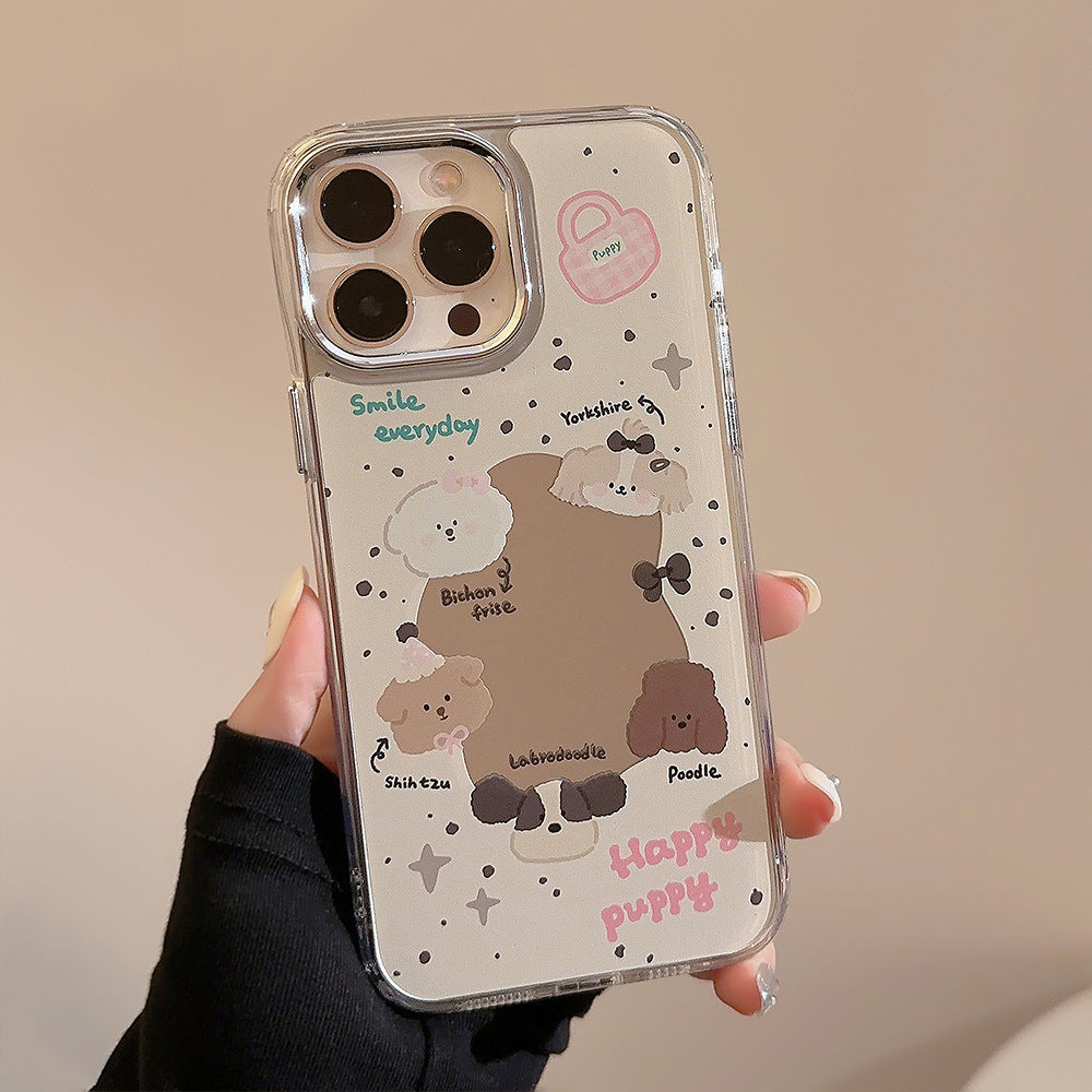 Sweet ins puppy iphone16 for 17pro max iPhone case 13 electroplated mirror 11 original 12