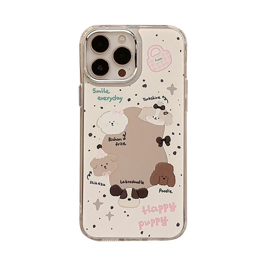 Sweet ins puppy iphone16 for 17pro max iPhone case 13 electroplated mirror 11 original 12
