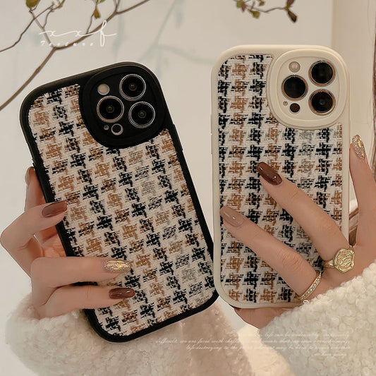 Xiaoxiangfeng iphone16 Apple 17 mobile phone case 11 retro 15pro max knitted 12 thousand bird grid Xs applicable