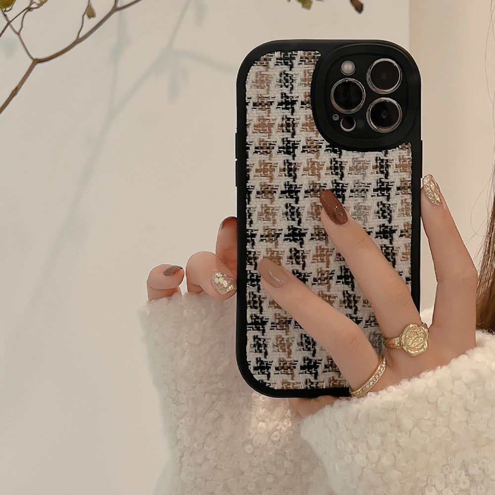 Xiaoxiangfeng iphone16 Apple 17 mobile phone case 11 retro 15pro max knitted 12 thousand bird grid Xs applicable