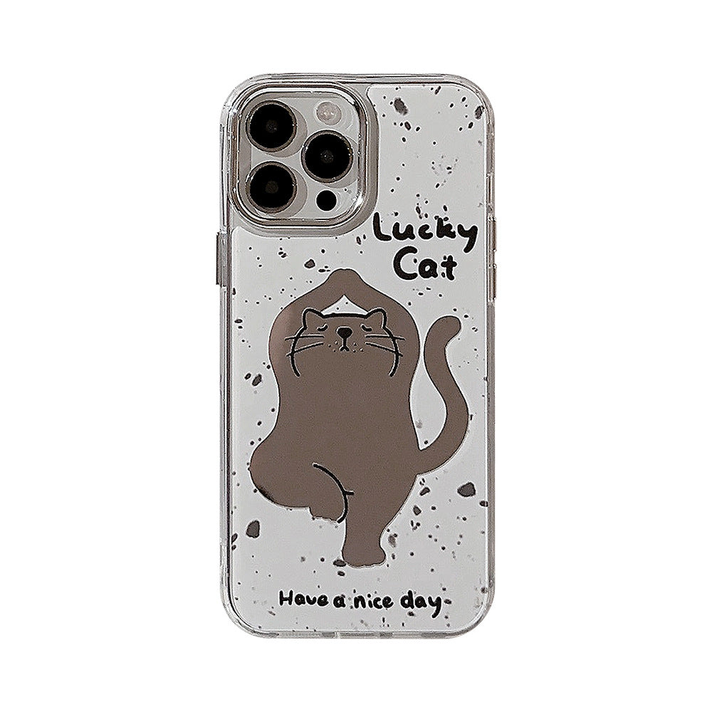 Yoga cat iPhone16 is suitable for 15promax Apple phone case 11 funny cartoon 13 mirror 17 generation