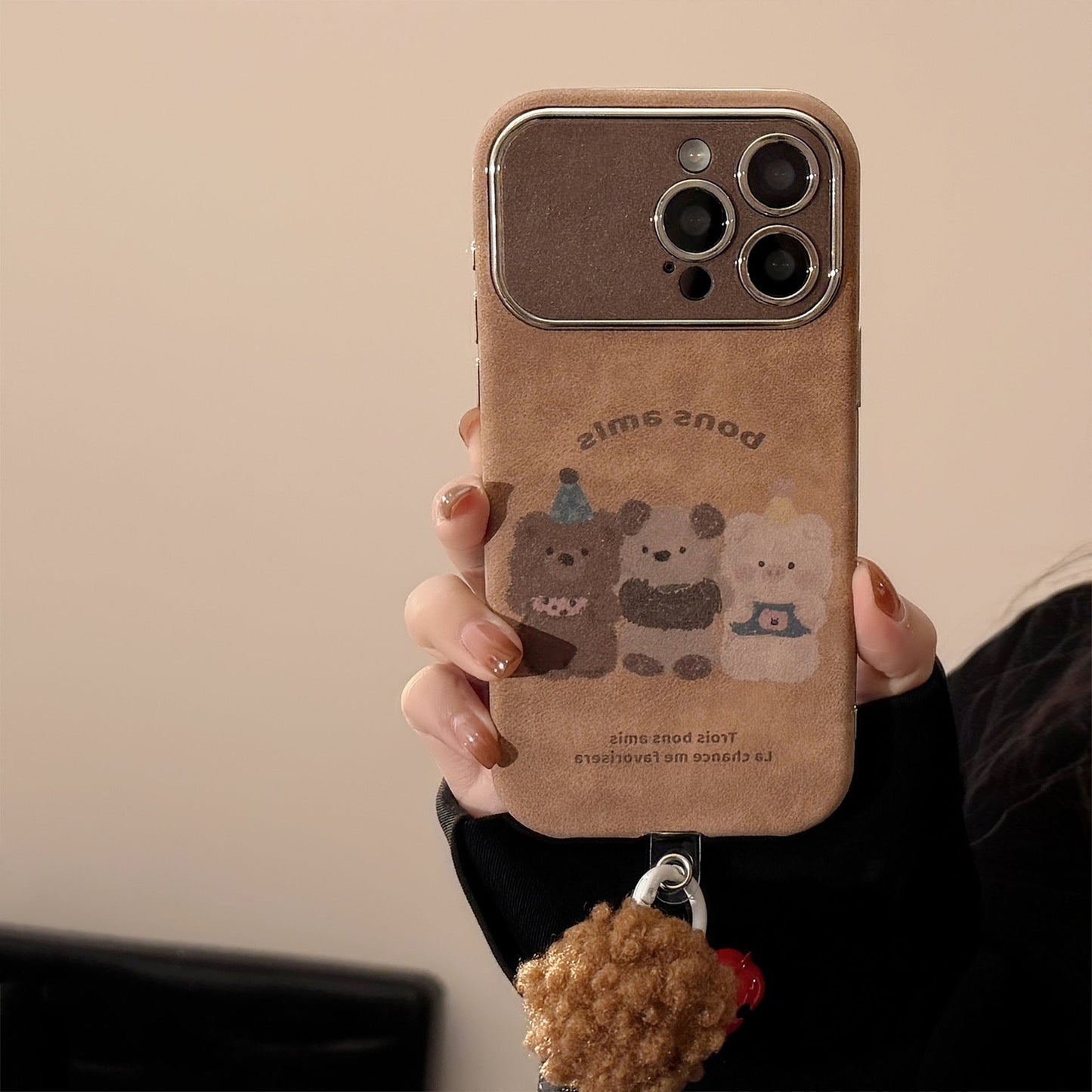 Autumn and winter cartoon small animals for iphone16 mobile phone case apple 15promax suede 14 hairball rope 17