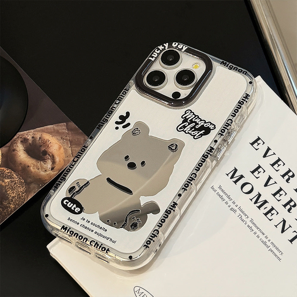 Sweet Cool Puppy Mirror Suitable for 16ProMax Apple 15 Mobile Phone Case iPhone17 Cartoon 12 Generation 11 Hand Rope