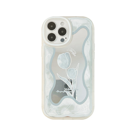 Cold wind temperament floral iphone16pro max mobile phone case 15 Apple 11 makeup mirror XR suitable for 14pro